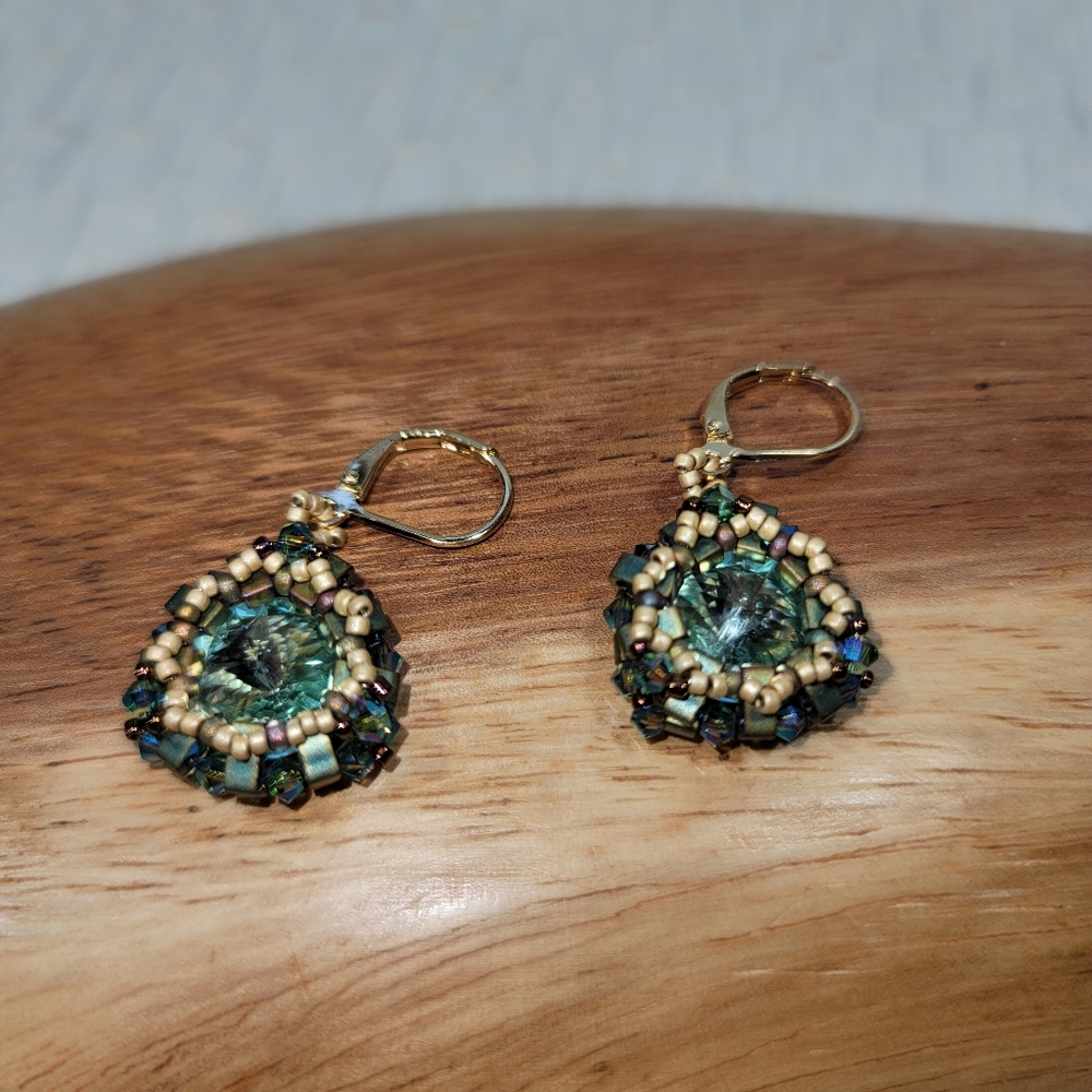 Hand Beaded  Crystal Earrings